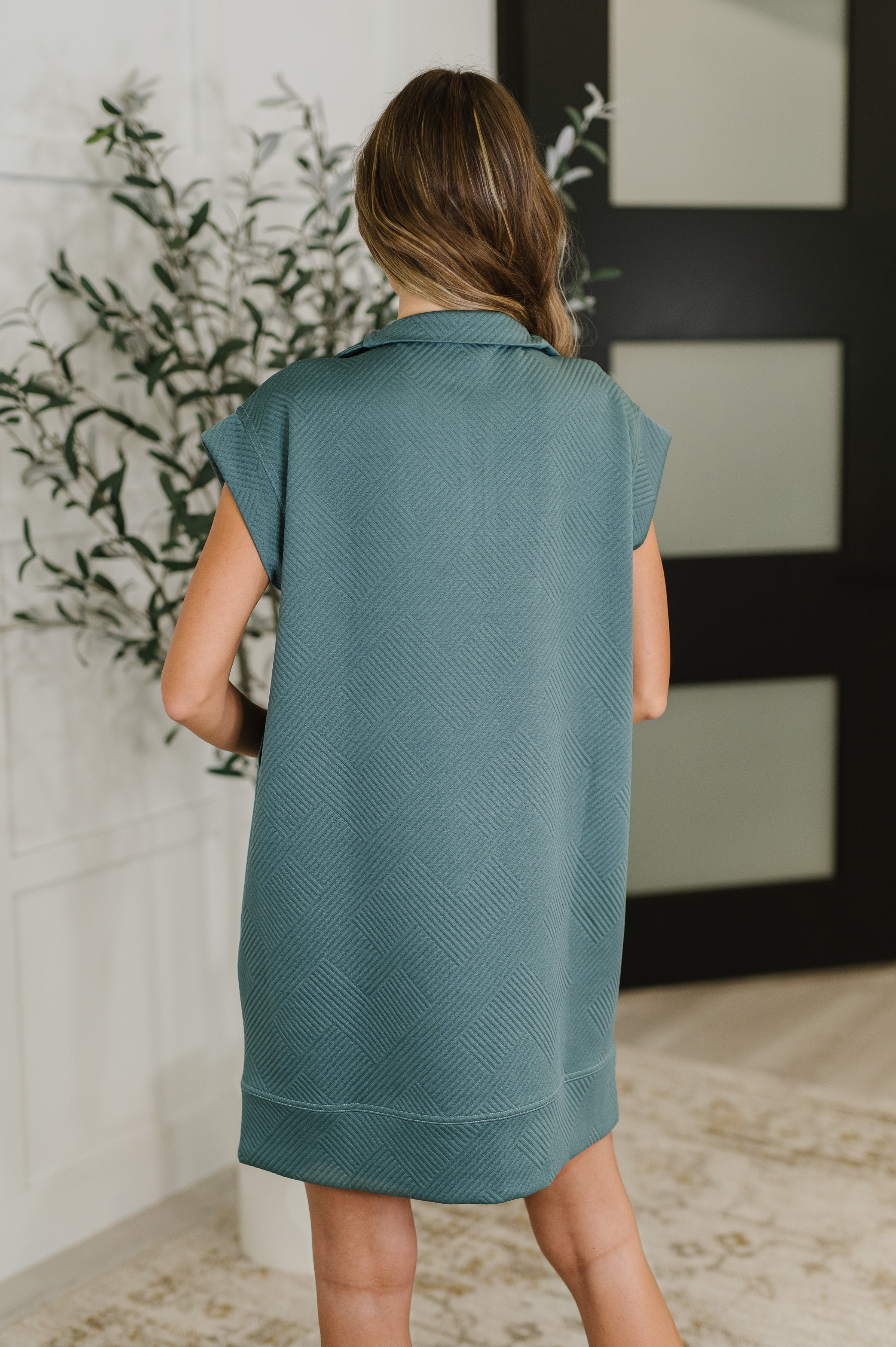 THE HUSTLE & ZIP TEXTURED DRESS – JADE