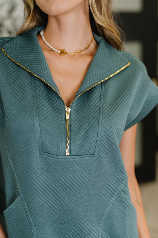 THE HUSTLE & ZIP TEXTURED DRESS – JADE
