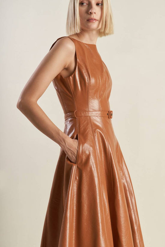 LUNAR SYMPHONY FAUX LEATHER MIDI DRESS The Look On Broadway LUNAR SYMPHONY FAUX LEATHER MIDI DRESS The Look On Broadway