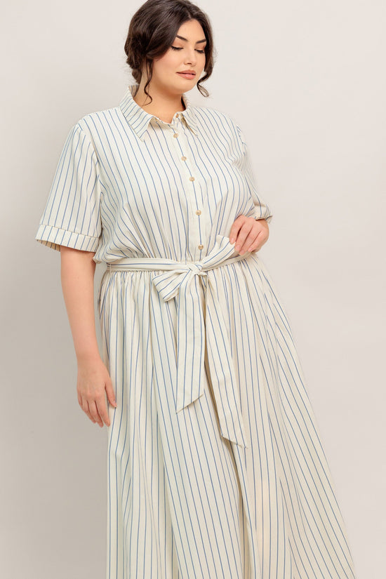 SUNDAY STRIPE WOVEN MIDI DRESS