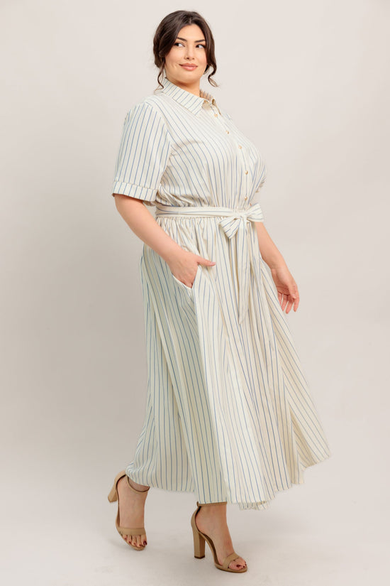 SUNDAY STRIPE WOVEN MIDI DRESS
