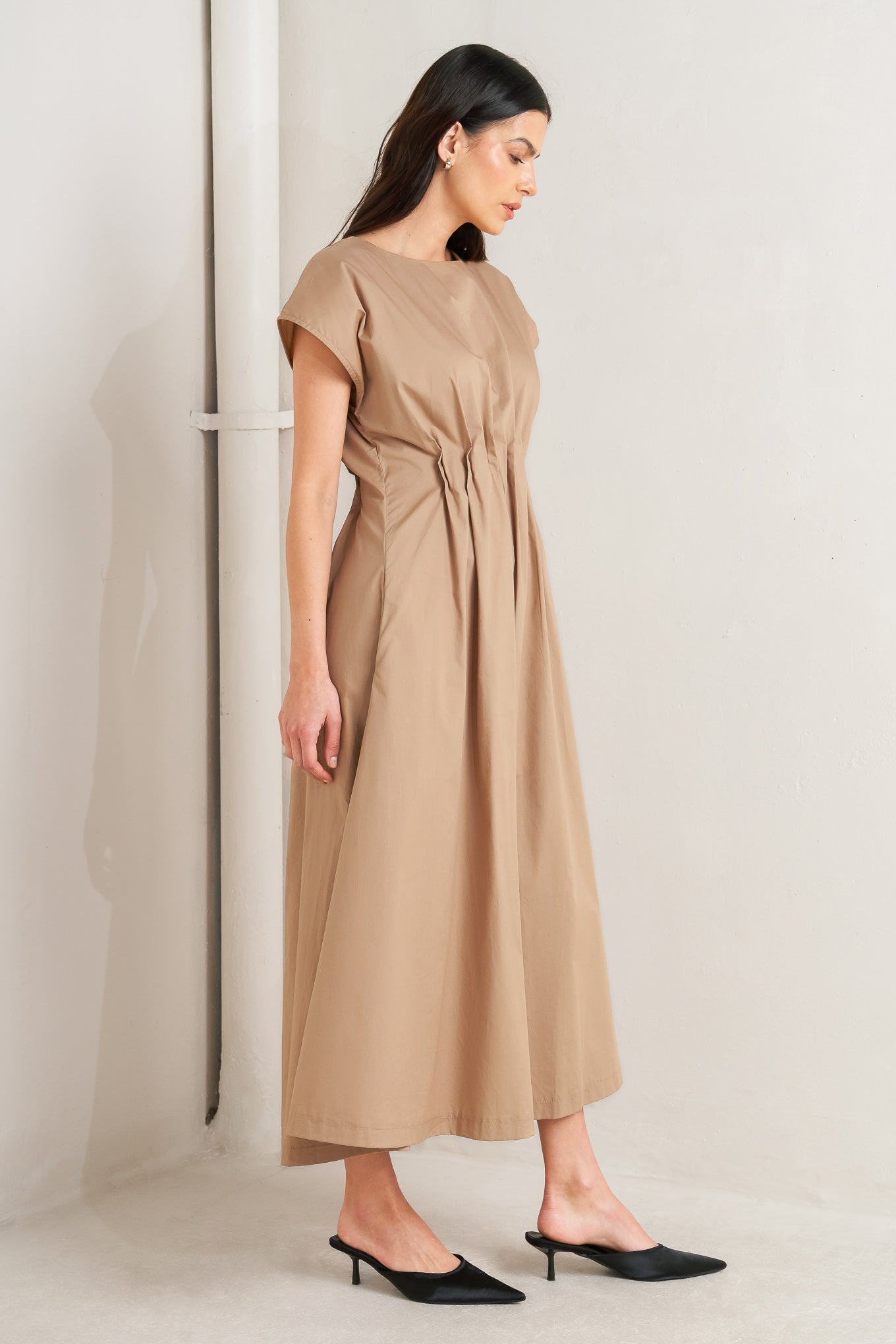 NOVA SAND WOVEN MIDI DRESS