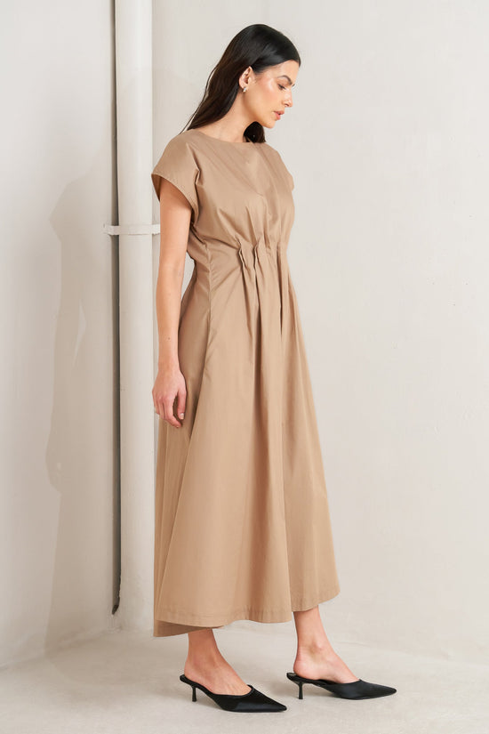 NOVA SAND WOVEN MIDI DRESS