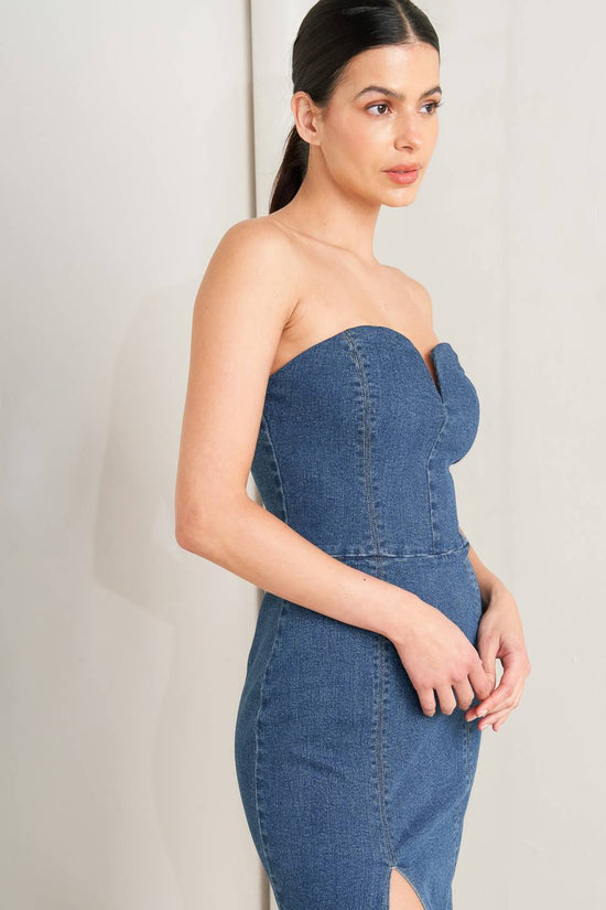 RAW ECHO DENIM MIDI DRESS