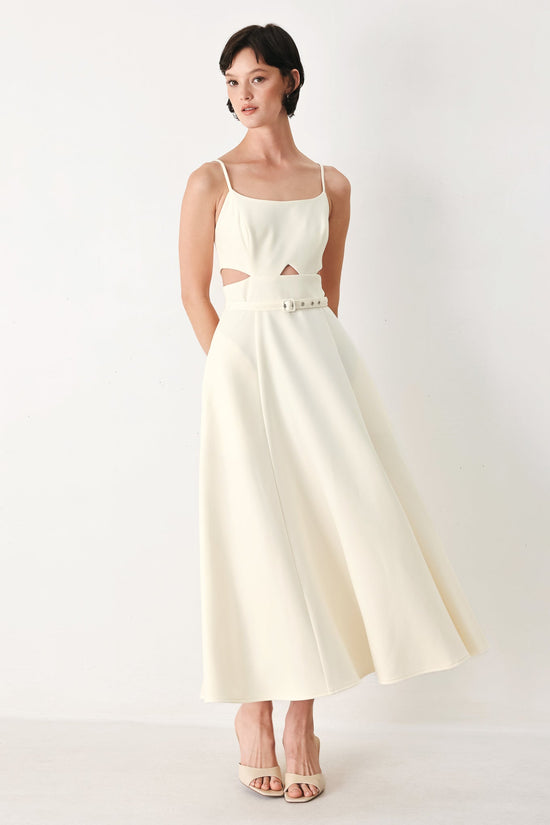 PEARL MOON WOVEN MIDI DRESS