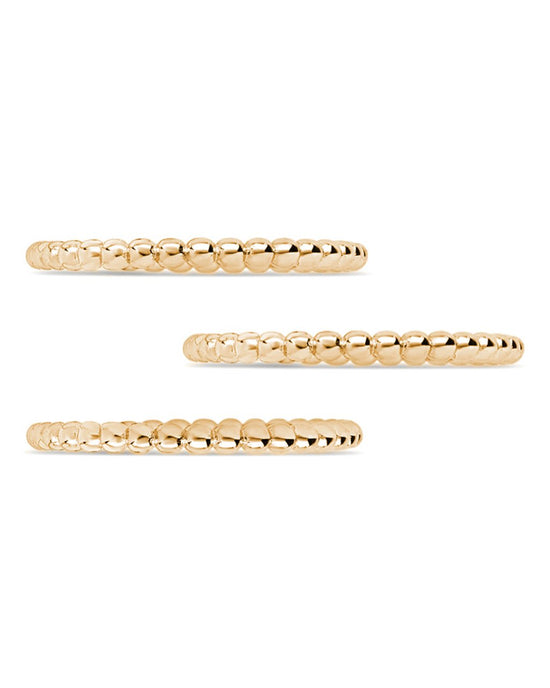 14K Gold Plated Sterling Silver Beaded Ring Set of 3