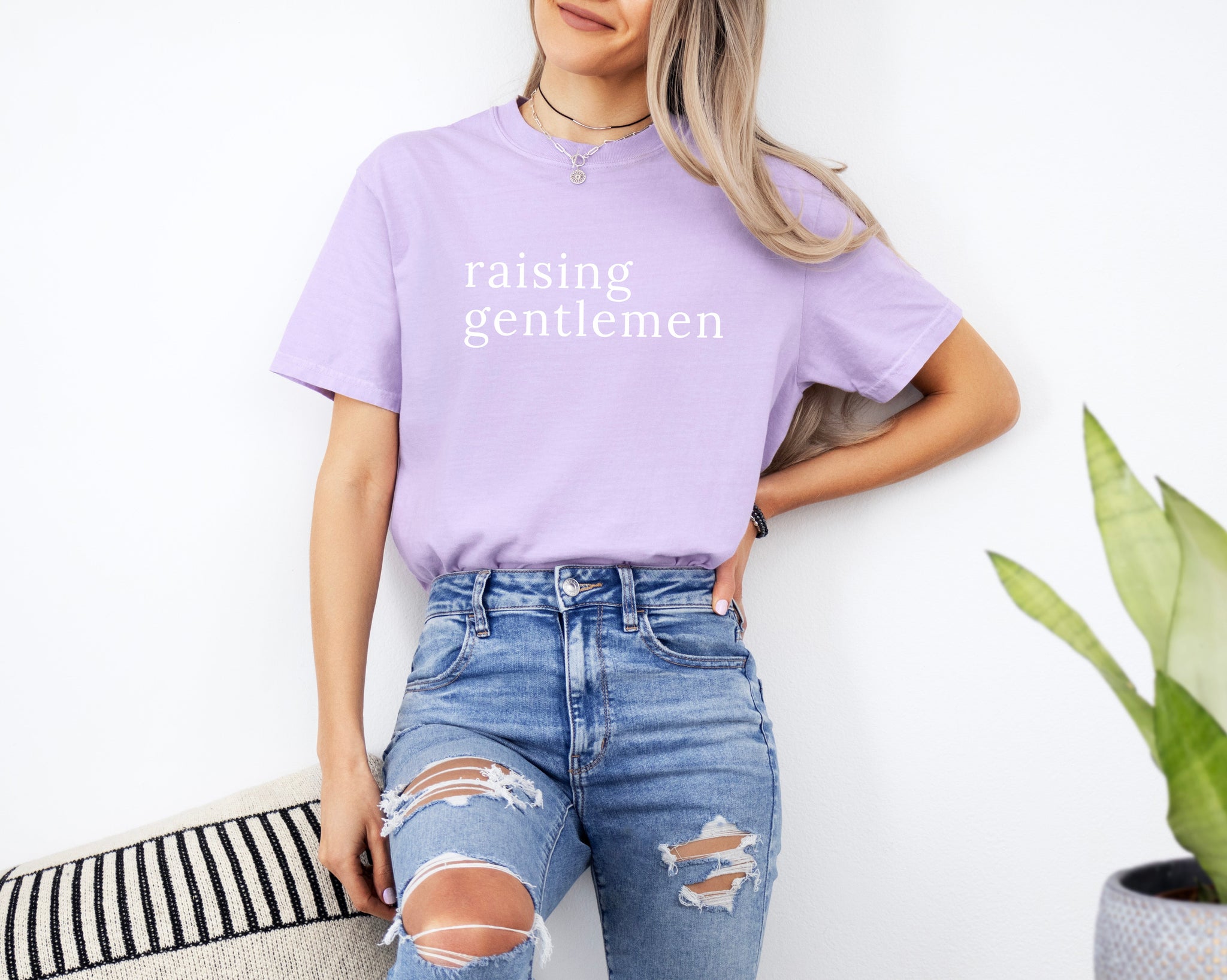 Raising Gentlemen Boy mom Garment Dyed T Shirt (serif)