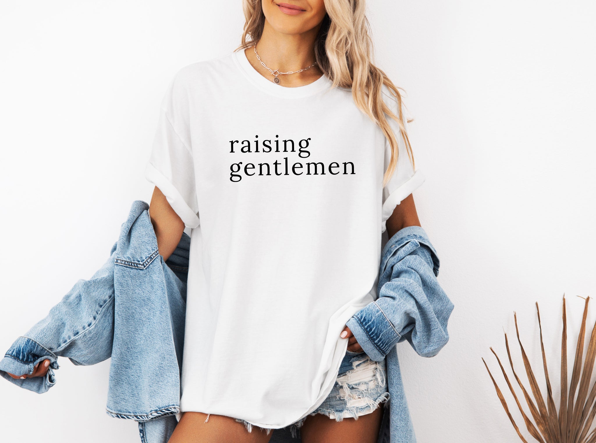 Raising Gentlemen Boy mom Garment Dyed T Shirt (serif)