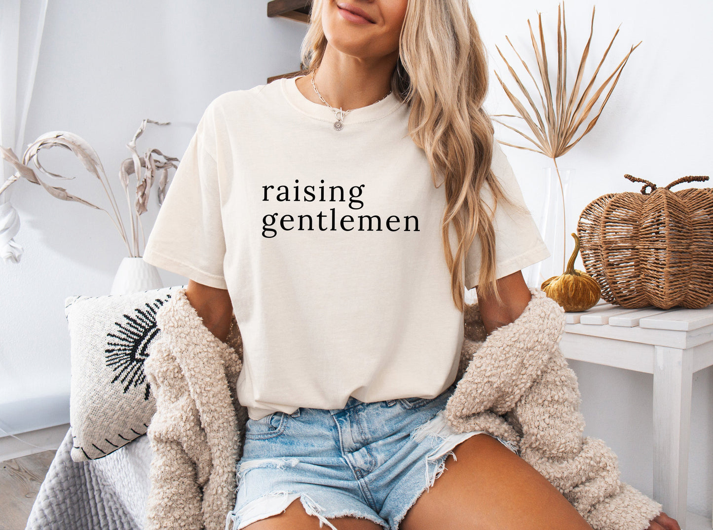 Raising Gentlemen Boy mom Garment Dyed T Shirt (serif)
