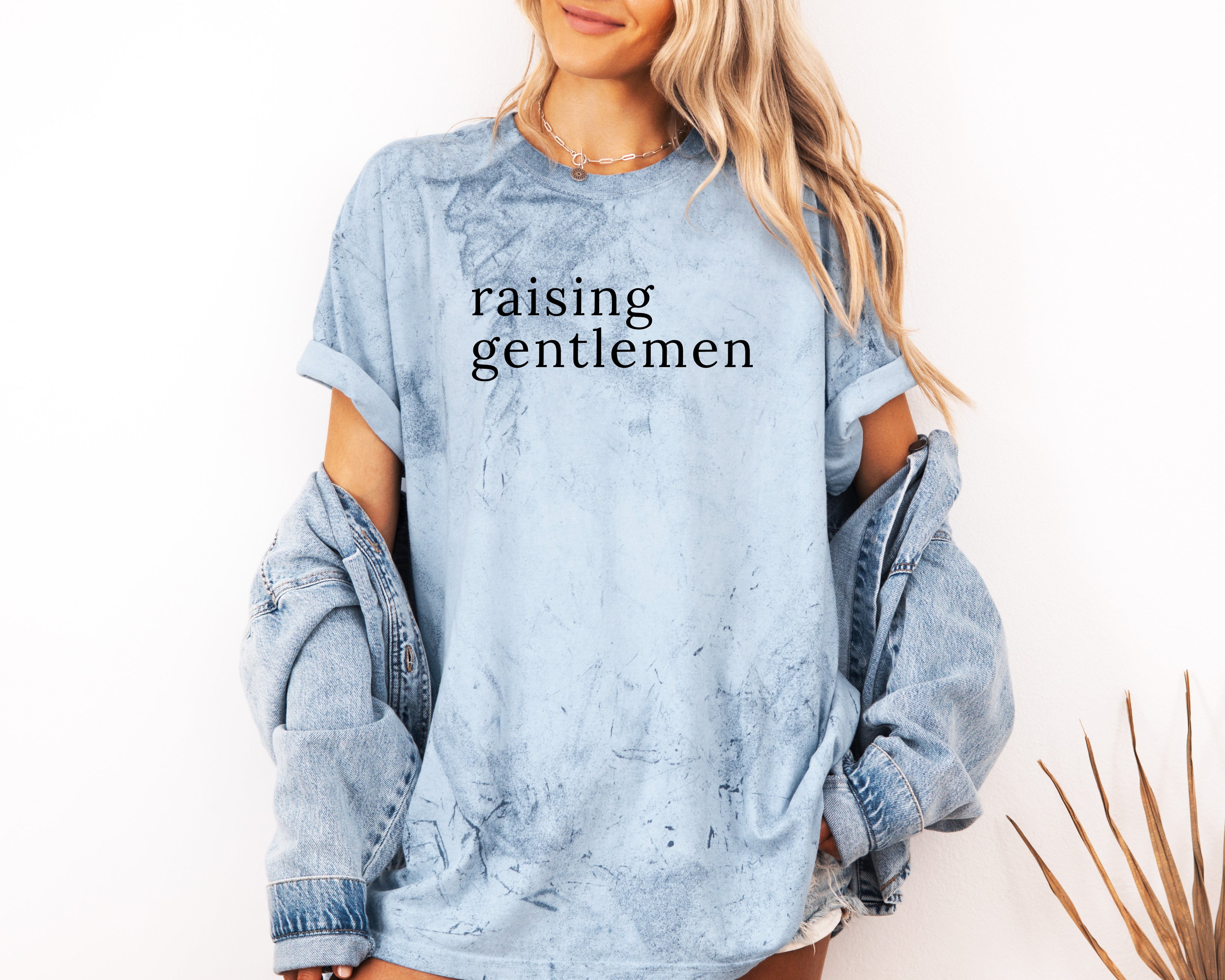 Raising Gentlemen Boy mom Garment Dyed T Shirt (serif)