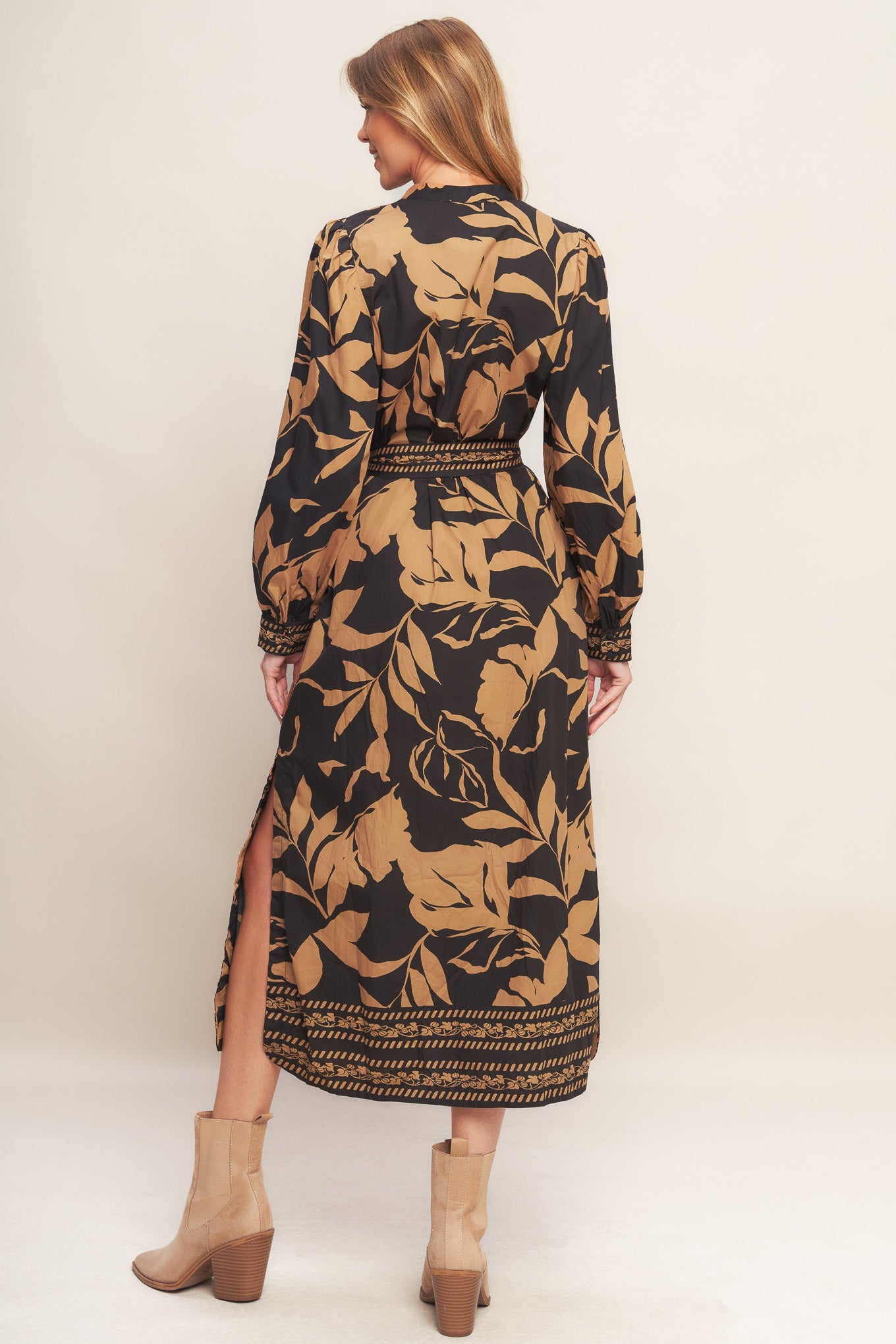 AUTUMN LEAF WOVEN MIDI DRESS The Look On Broadway AUTUMN LEAF WOVEN MIDI DRESS The Look On Broadway