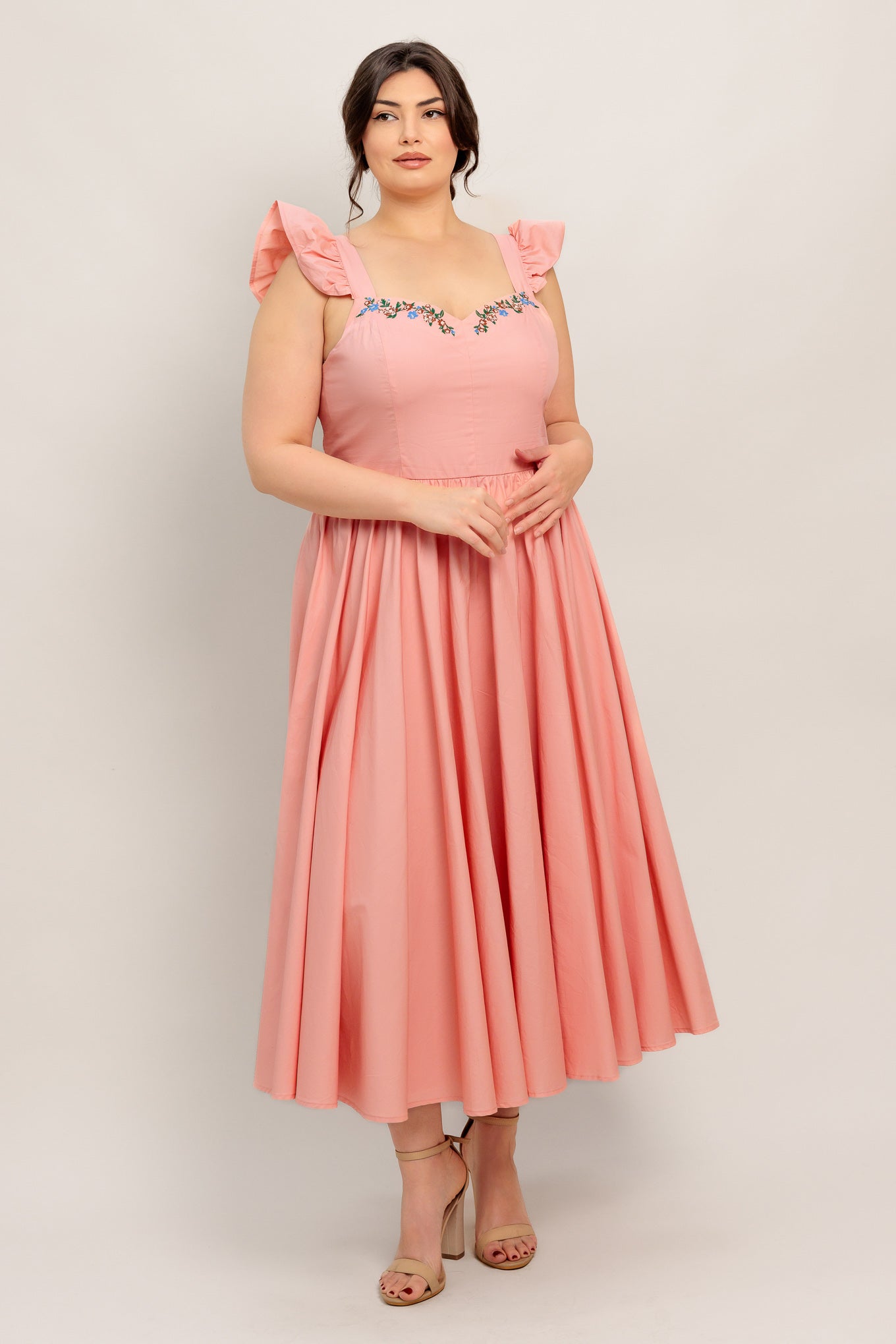 BLUSHED WITH LOVE WOVEN MIDI DRESS
