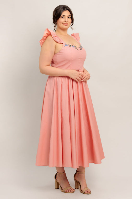 BLUSHED WITH LOVE WOVEN MIDI DRESS