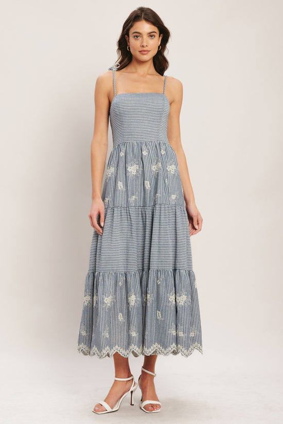 SALT AIR STRIPE WOVEN MIDI DRESS