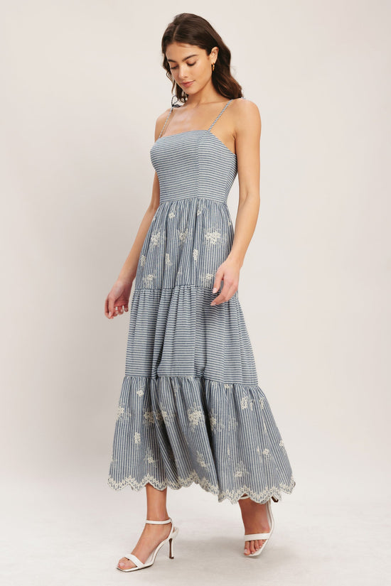 SALT AIR STRIPE WOVEN MIDI DRESS