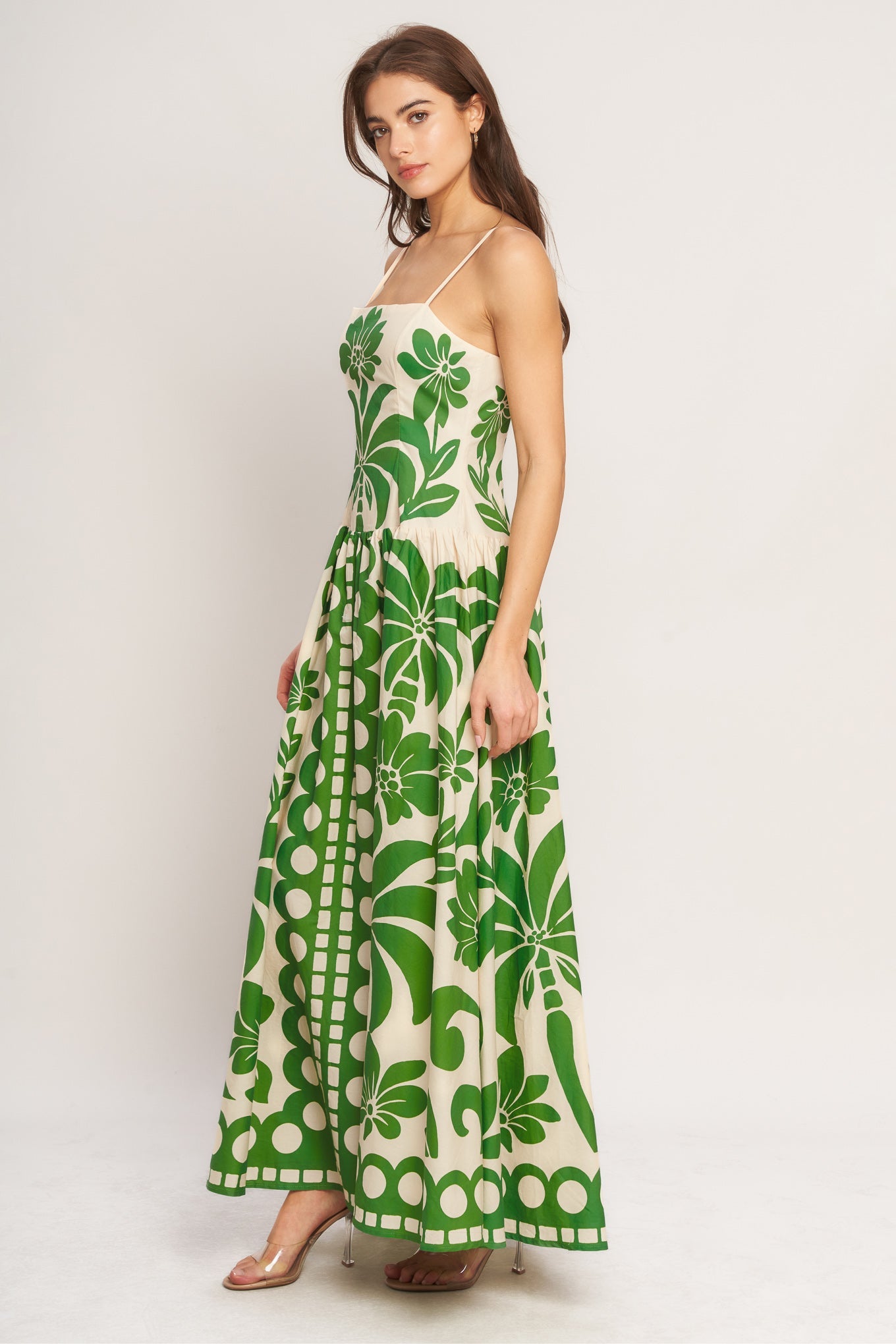 EMERALD PALM PARADISE WOVEN MAXI DRESS