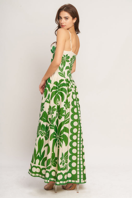 EMERALD PALM PARADISE WOVEN MAXI DRESS
