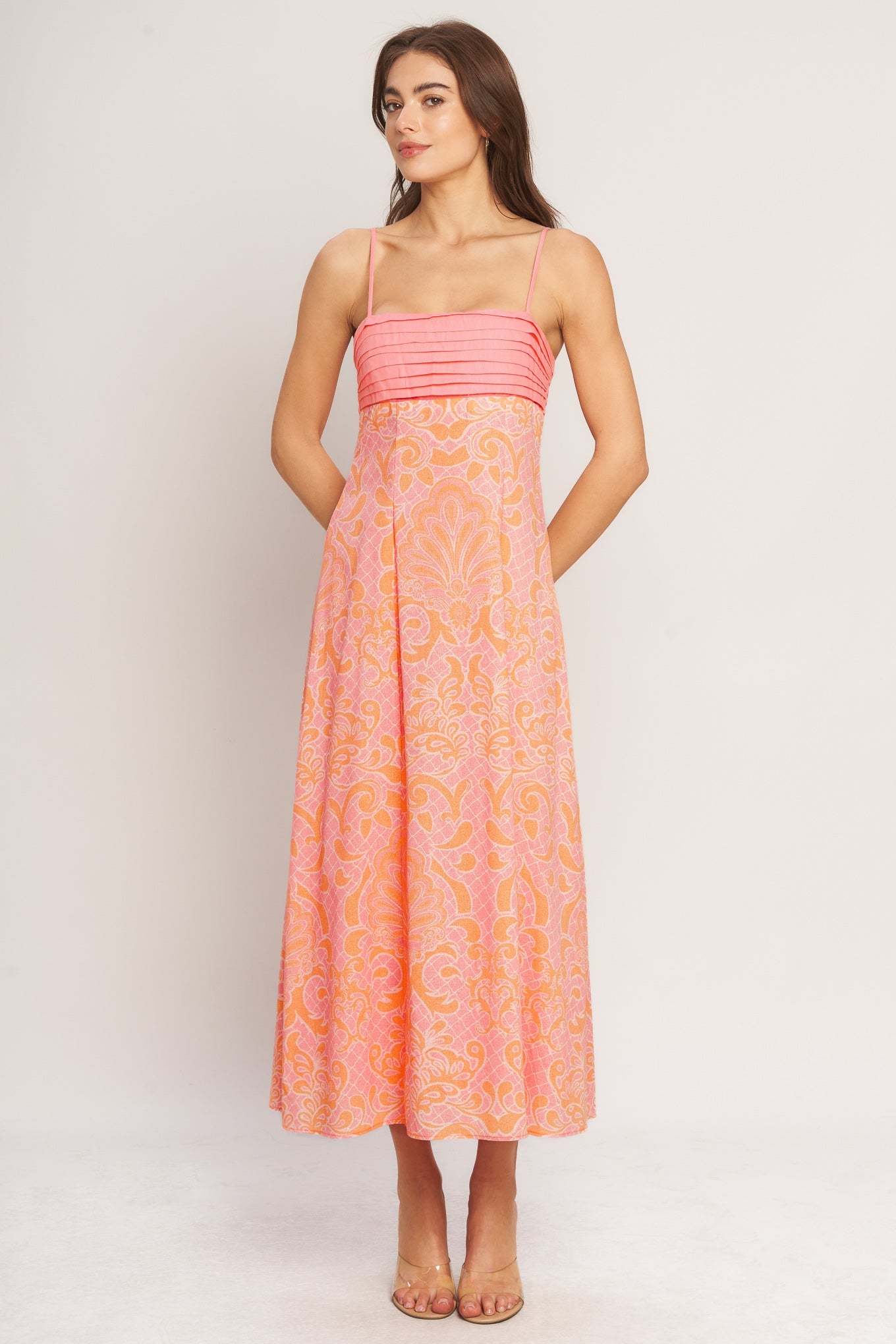 ISLAND SUNSET CHARM WOVEN MIDI DRESS