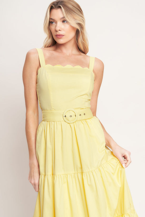 SUNSHINE SERENADE WOVEN MIDI DRESS
