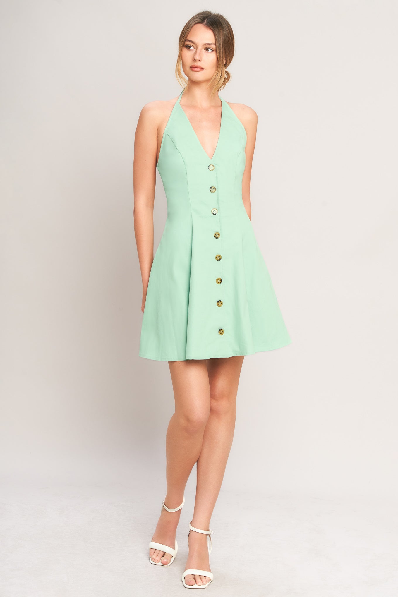 LOVELY CHARM MINT WOVEN MINI DRESS