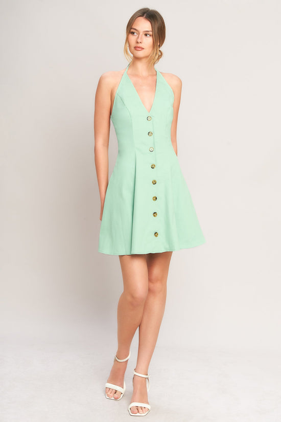 LOVELY CHARM MINT WOVEN MINI DRESS