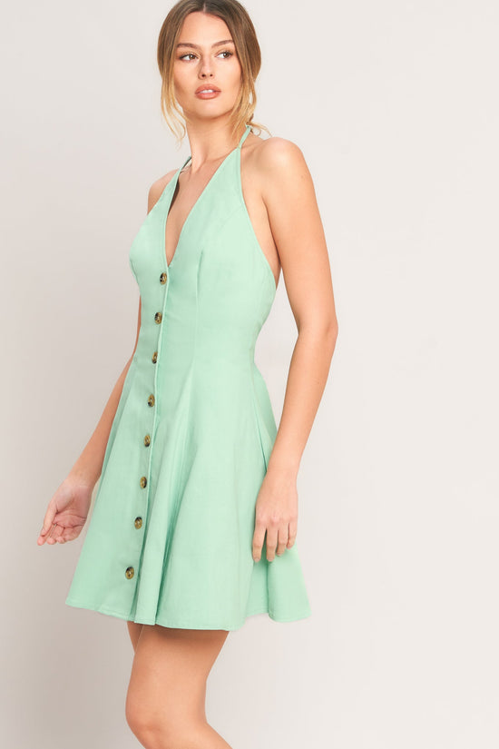 LOVELY CHARM MINT WOVEN MINI DRESS