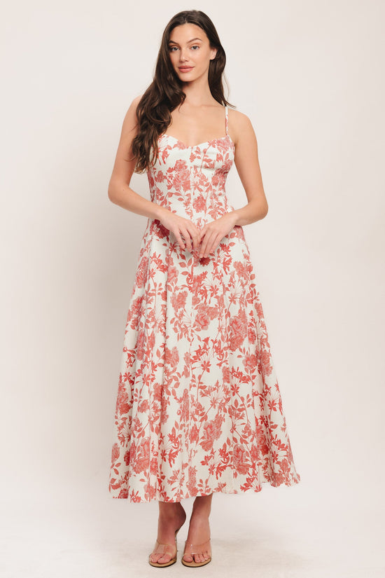 FLORAL HAZE WOVEN MIDI DRESS