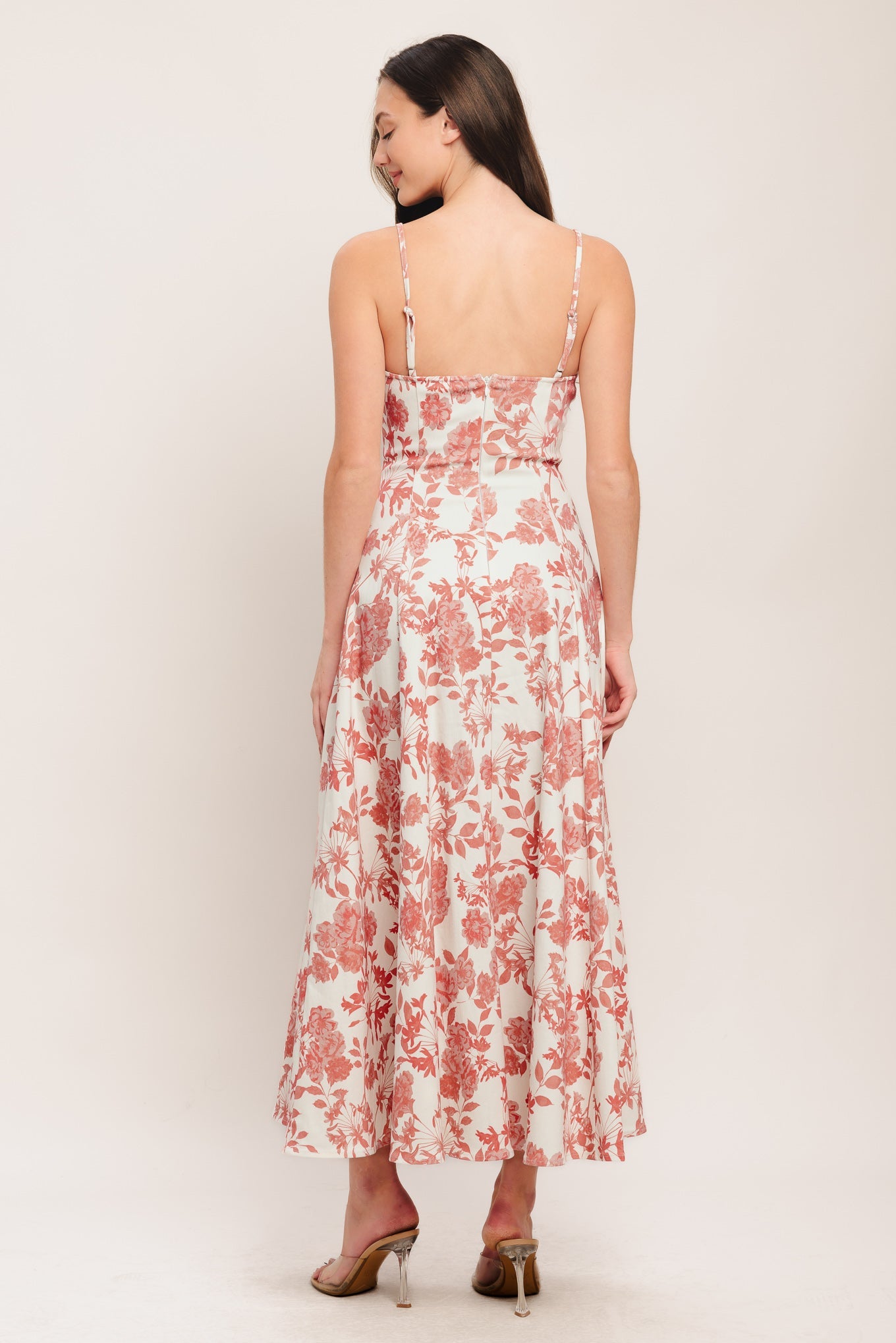 FLORAL HAZE WOVEN MIDI DRESS