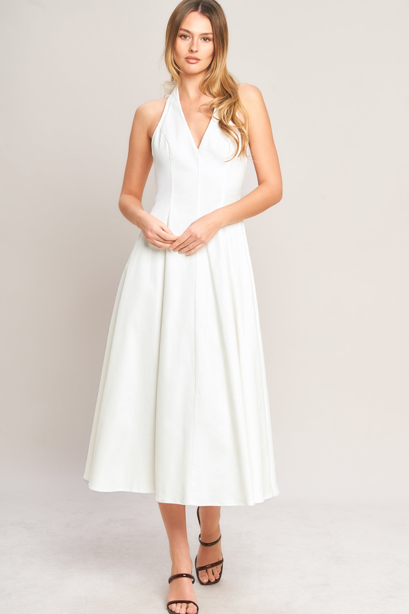 SERENE MOMENT WOVEN MIDI DRESS