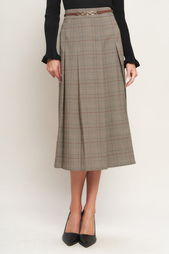 BRITISH TRACE WOVEN MIDI SKIRT