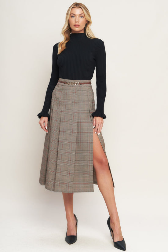 BRITISH TRACE WOVEN MIDI SKIRT