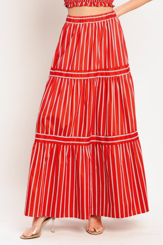 SUNSET STRIPE WOVEN MAXI SKIRT