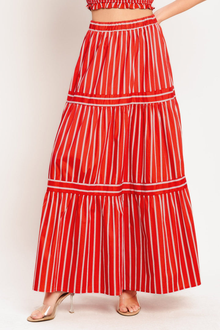SUNSET STRIPE WOVEN MAXI SKIRT