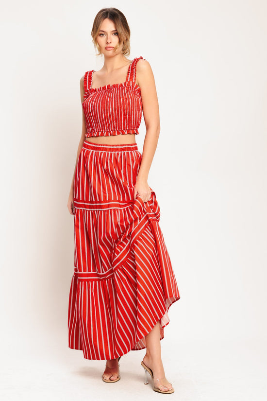 SUNSET STRIPE WOVEN MAXI SKIRT