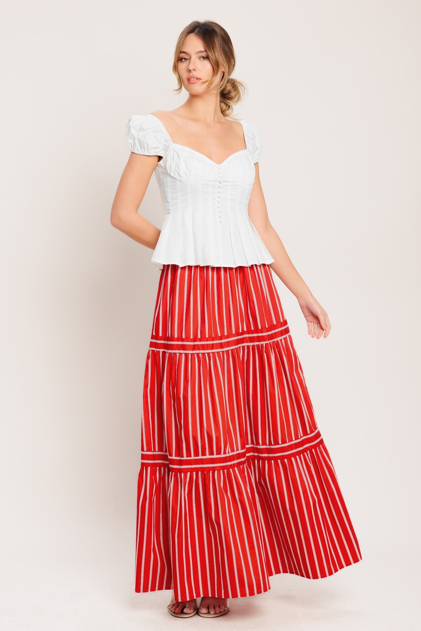 SUNSET STRIPE WOVEN MAXI SKIRT