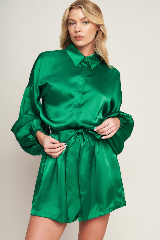 CELEBRATION TIME WOVEN SATIN ROMPER