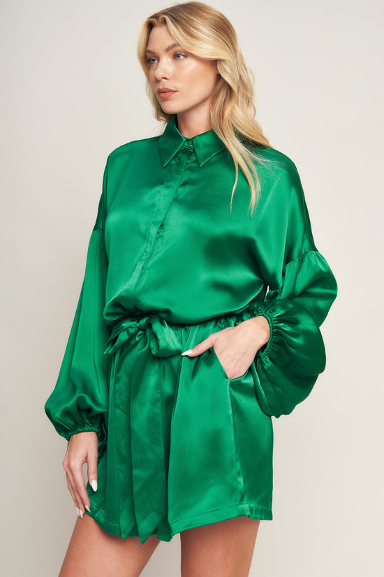 CELEBRATION TIME WOVEN SATIN ROMPER