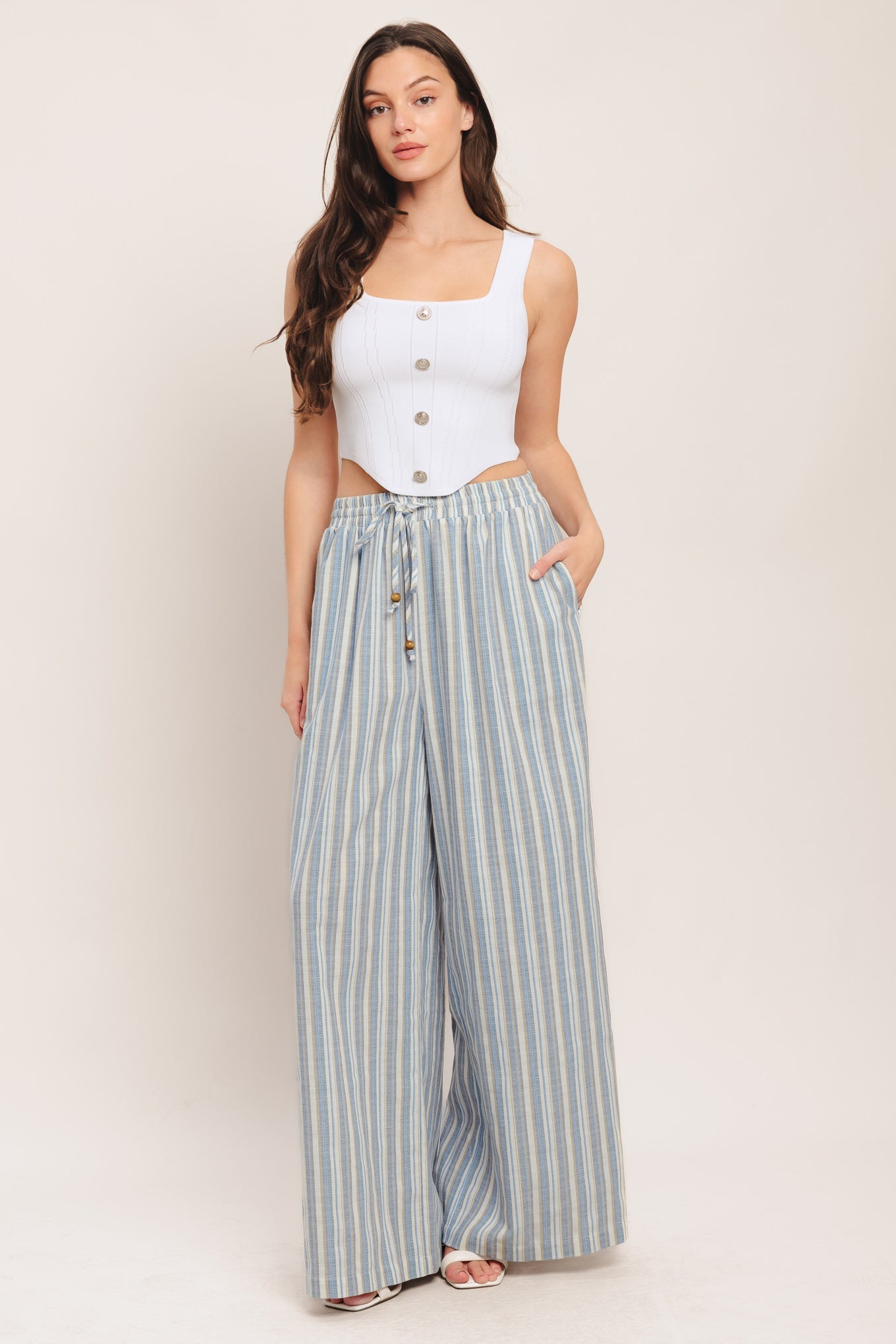 COASTAL DAY STRIP WOVEN PANTS