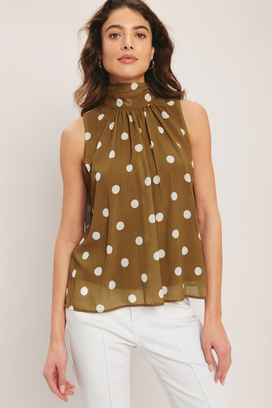 RETRO POP DOT WOVEN TOP