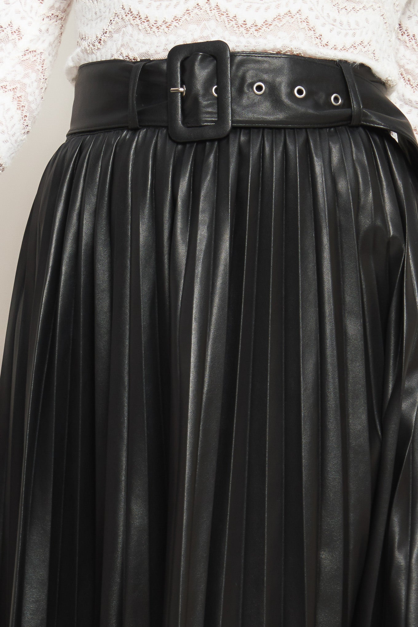 YOU FILL MY LIFE WITH LEATHER MIDI SKIRT