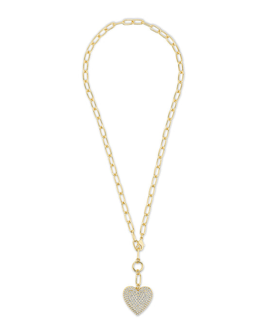 Disco Heart CZ Statement Necklace
