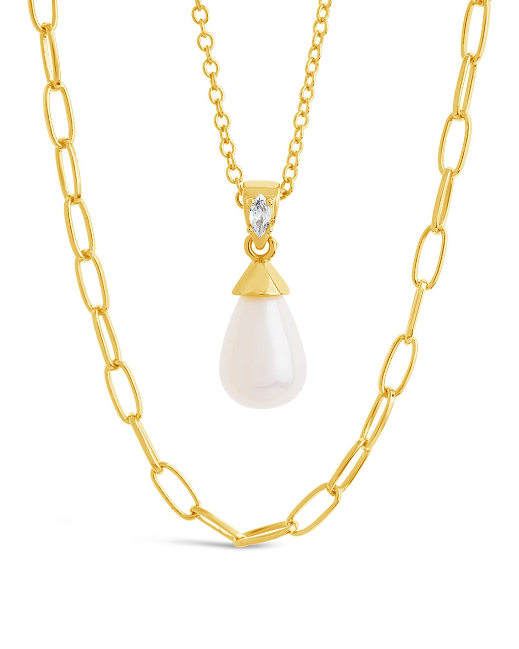 Baroque Pearl & Chain Layered Necklace
