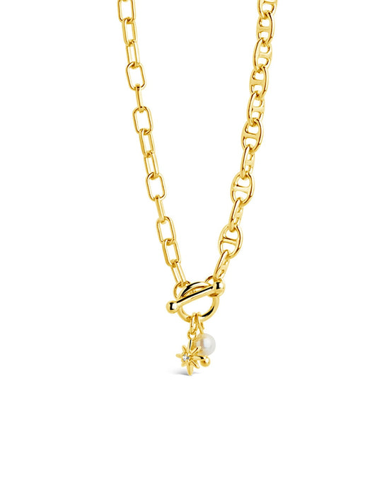 Ava Pearl & Burst Toggle Chain Necklace
