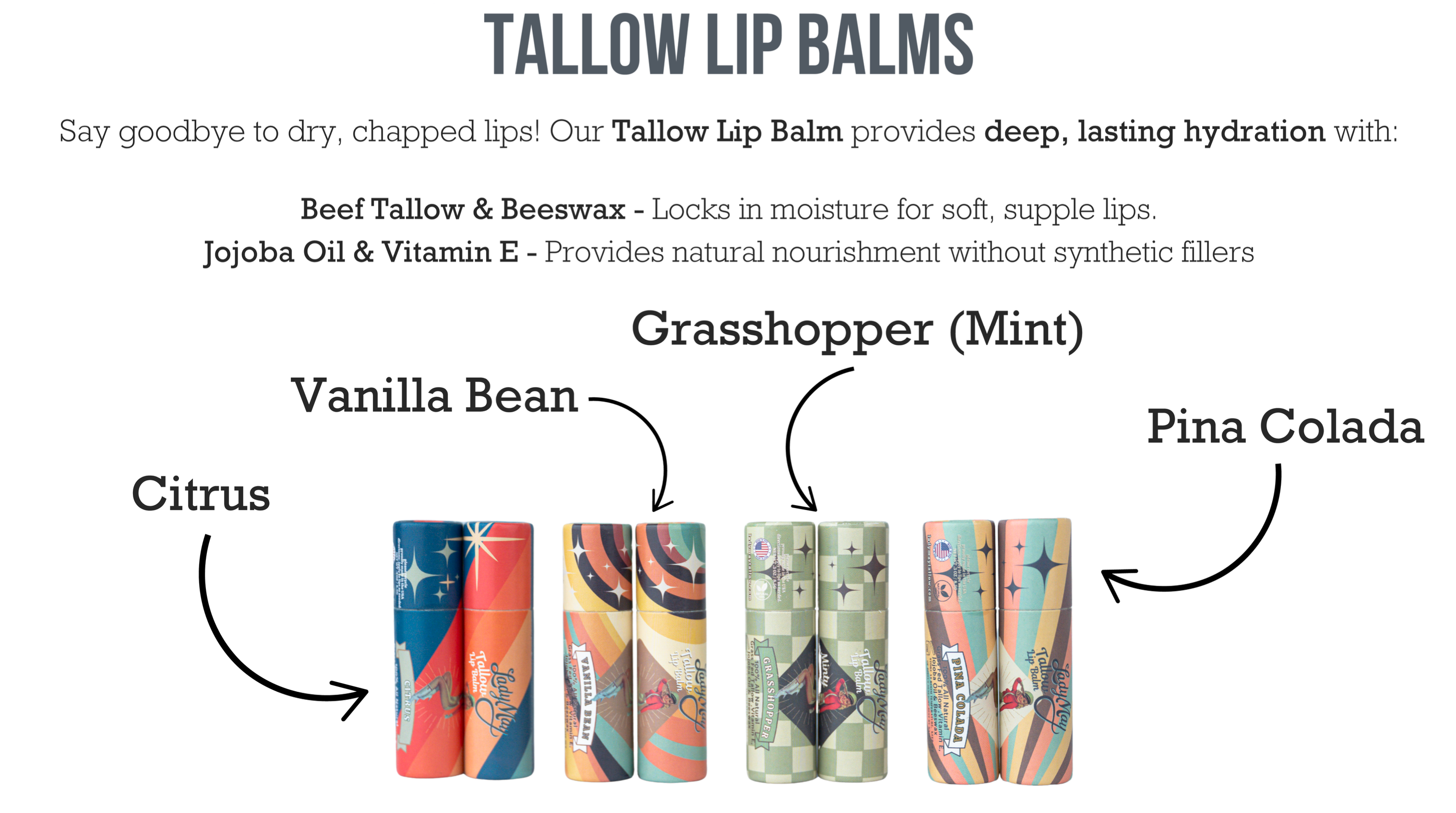 Tallow Lip Balm | Pure + Natural Hydration