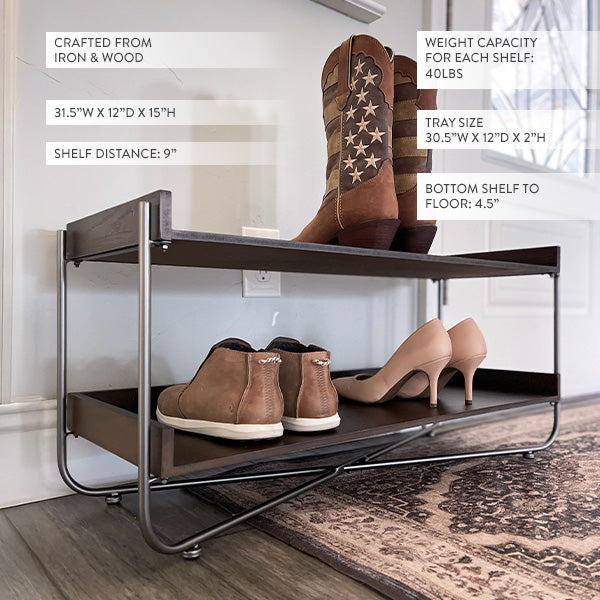 Modern Wood and Metal Shoe Rack