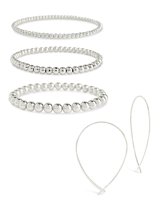 Beaded Bracelet & Delicate Threader Earrings Set
