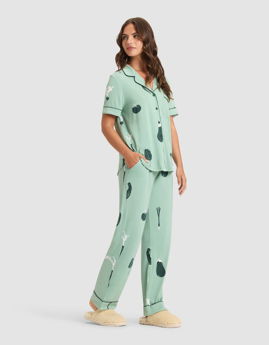 Women's Bamboo Stretch-Knit Short Sleeve & Pant Pajama Set