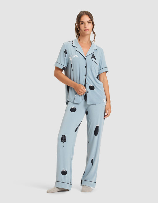 Women's Bamboo Stretch-Knit Short Sleeve & Pant Pajama Set