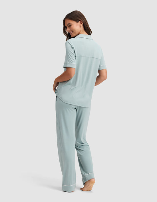 Women's Bamboo Stretch-Knit Short Sleeve & Pant Pajama Set