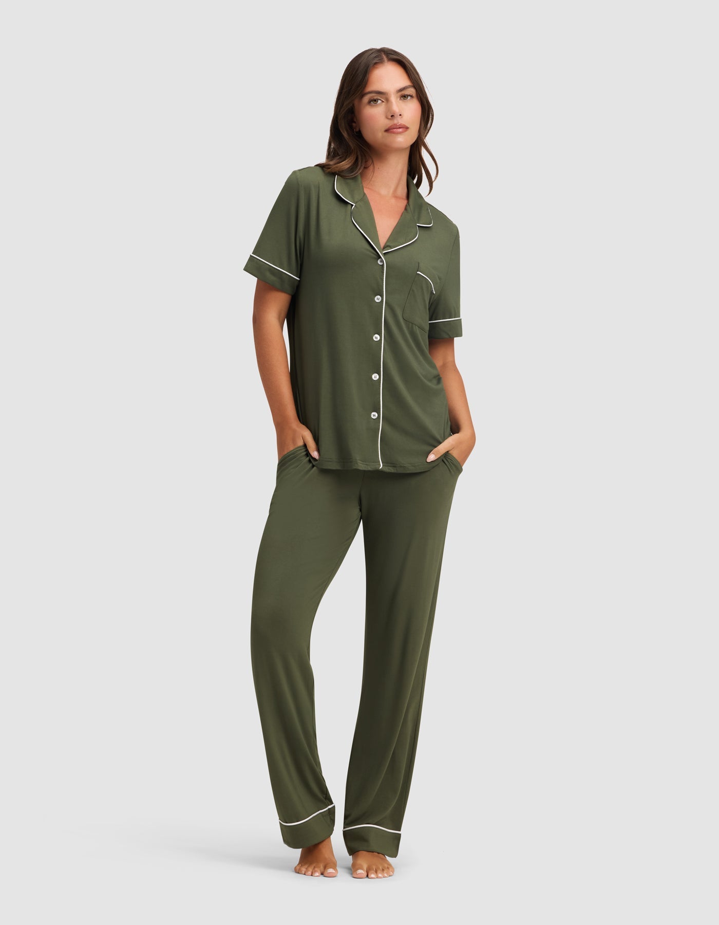 Women's Bamboo Stretch-Knit Short Sleeve & Pant Pajama Set